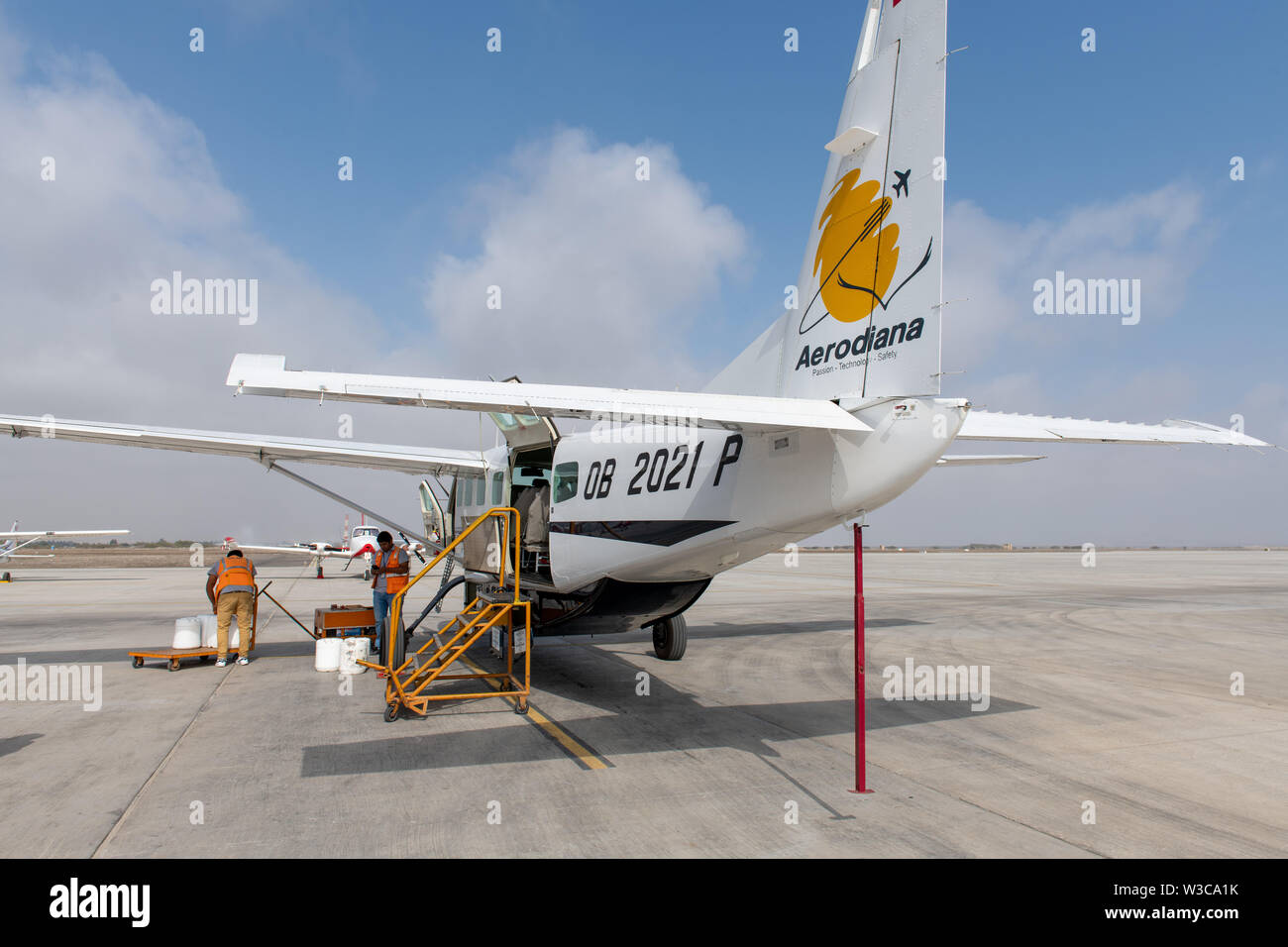 Cessna Flug auf Aerodiana zu Nazca-linien in Peru Stockfoto
