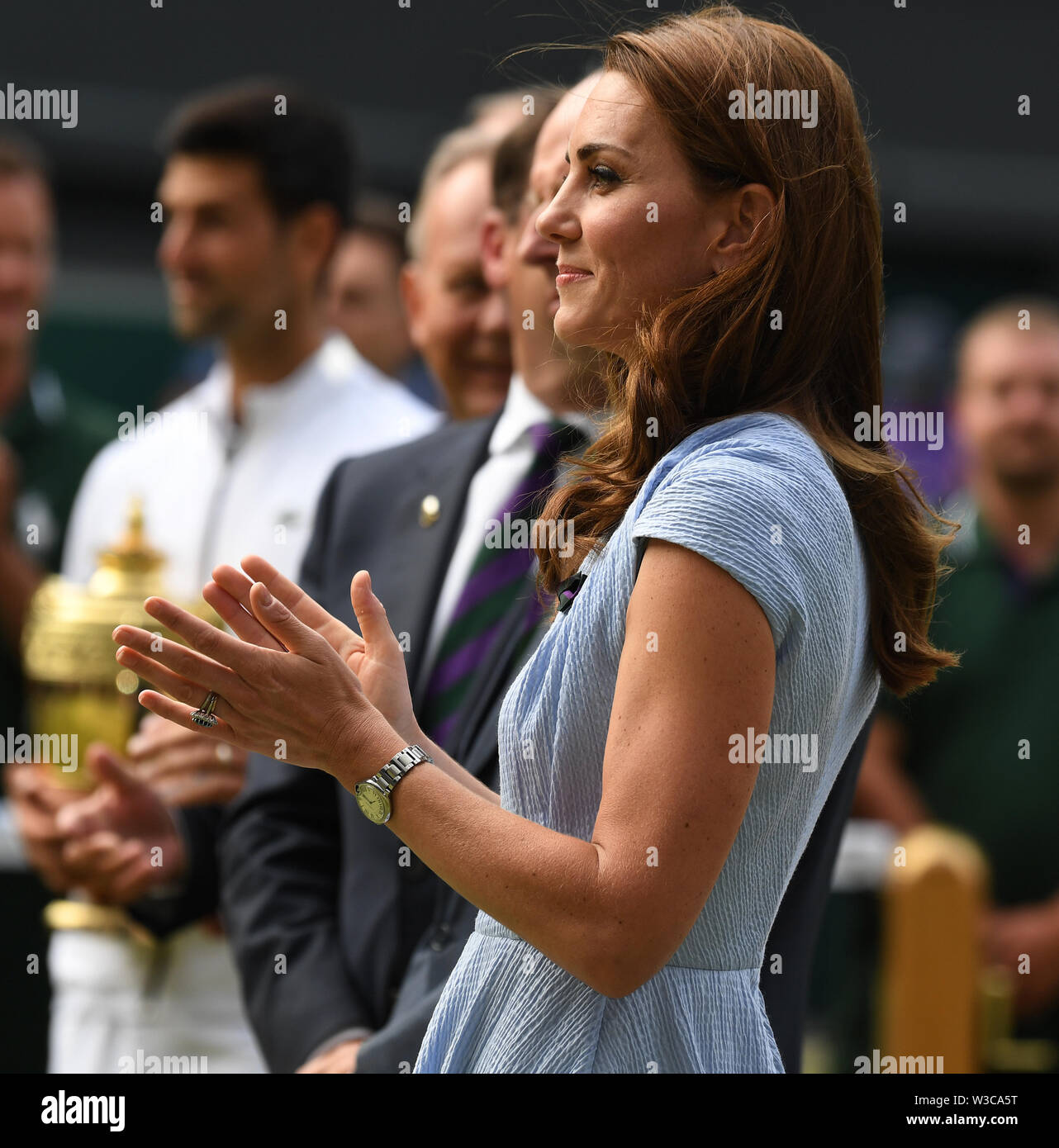 London, Großbritannien. 14. Juli, 2019. Die Meisterschaften in Wimbledon 2019 14072019 Herzogin von Cambridge Credit: Roger Parker/Alamy leben Nachrichten Stockfoto