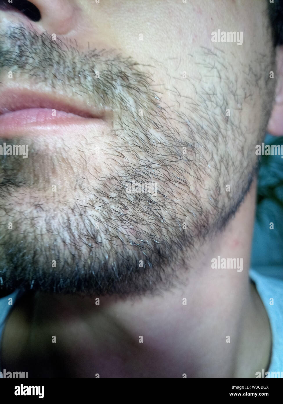 bartiger junger mann stoppeln in der