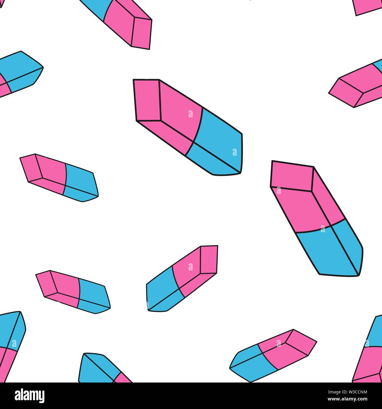 Nahtlose Muster der Schule Radierer in Doodle Stil. Vector Illustration. Stock Vektor