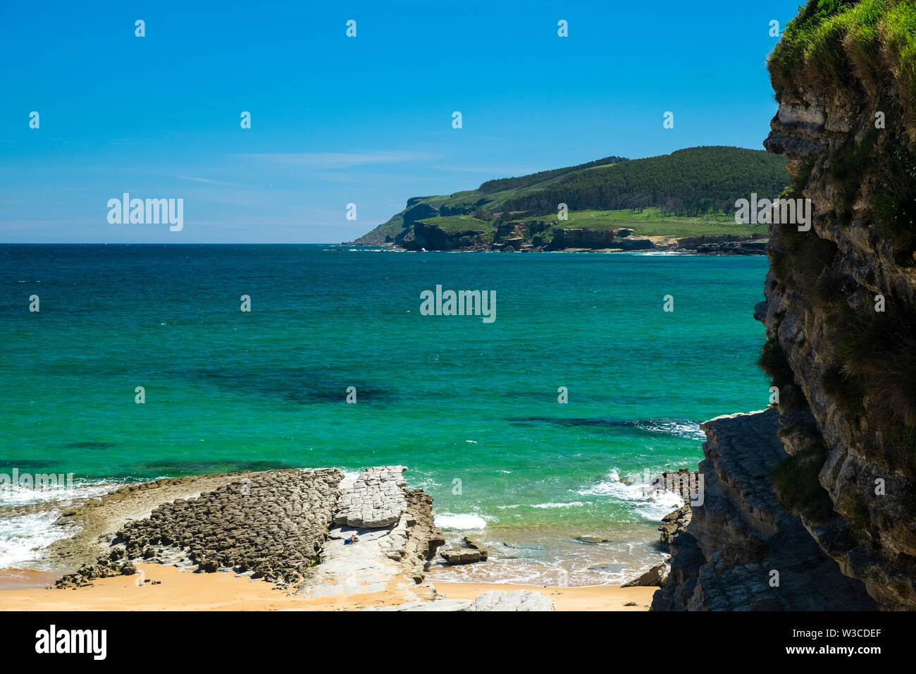 Der schöne Strand von Langre. Kantabrien, Spanien. Stockfoto