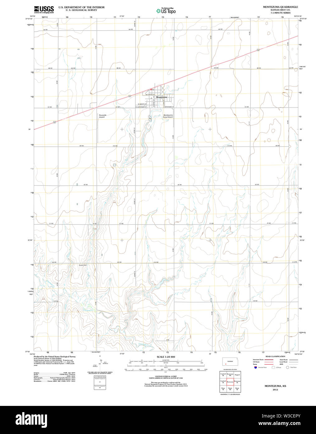 USGS TOPO Karte Kansas KS Montezuma 20120905 TM Wiederherstellung Stockfoto