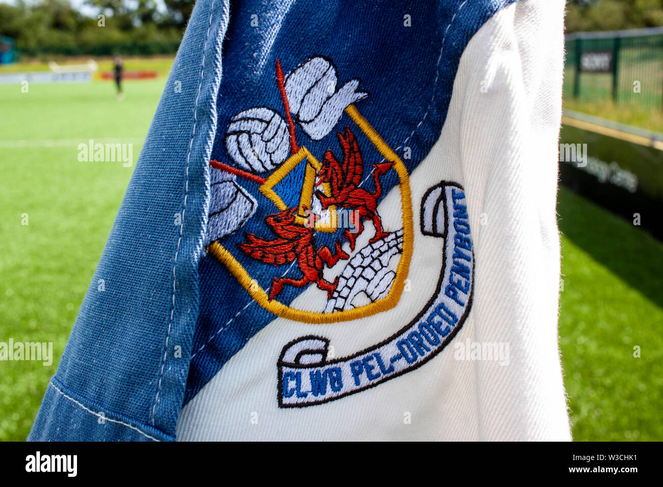 Allgemeine Ansicht eines Penybont FC Bryntirion Park. Stockfoto