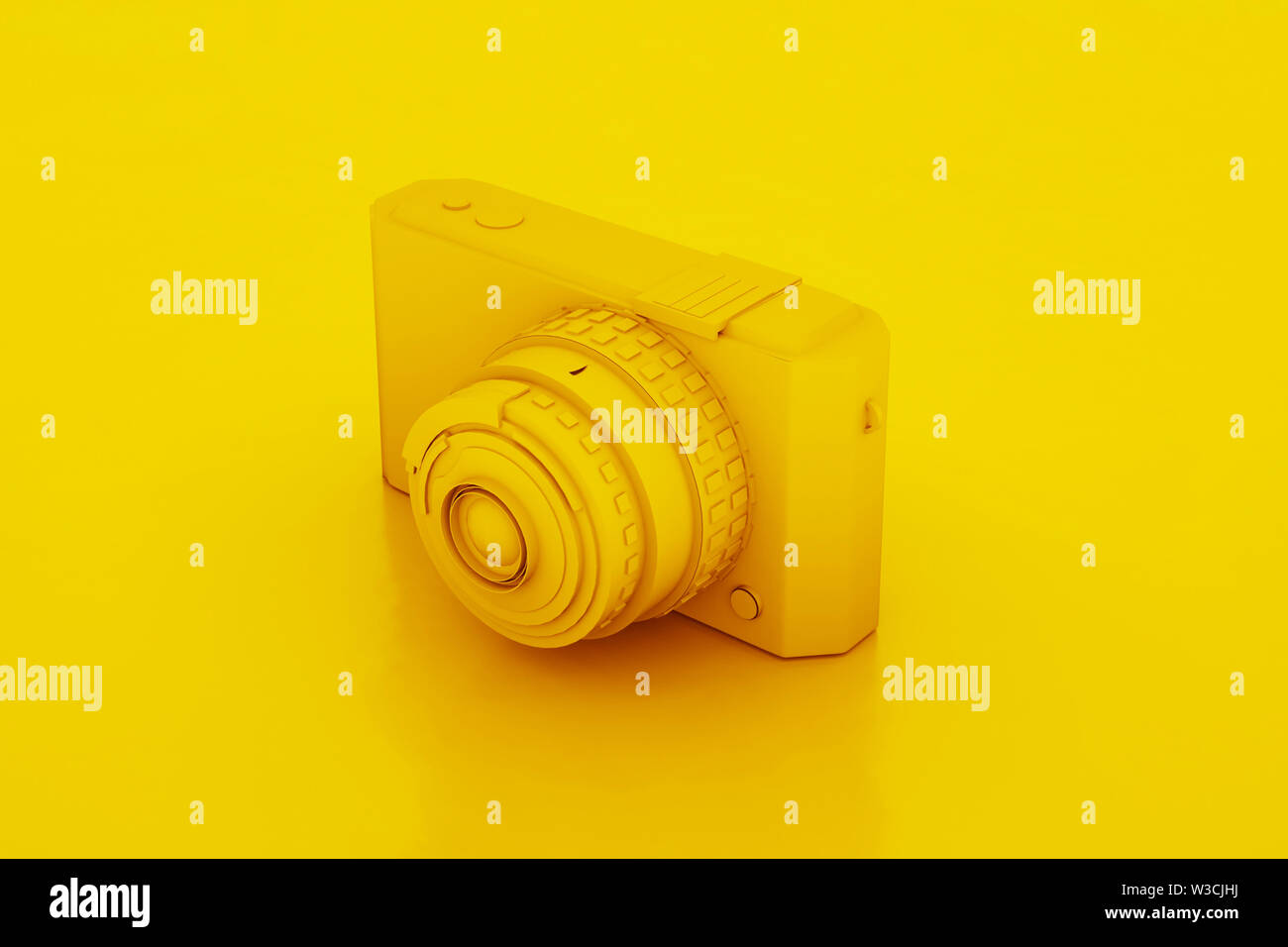Gelb kompakte Kamera. 3D-Darstellung. Stockfoto