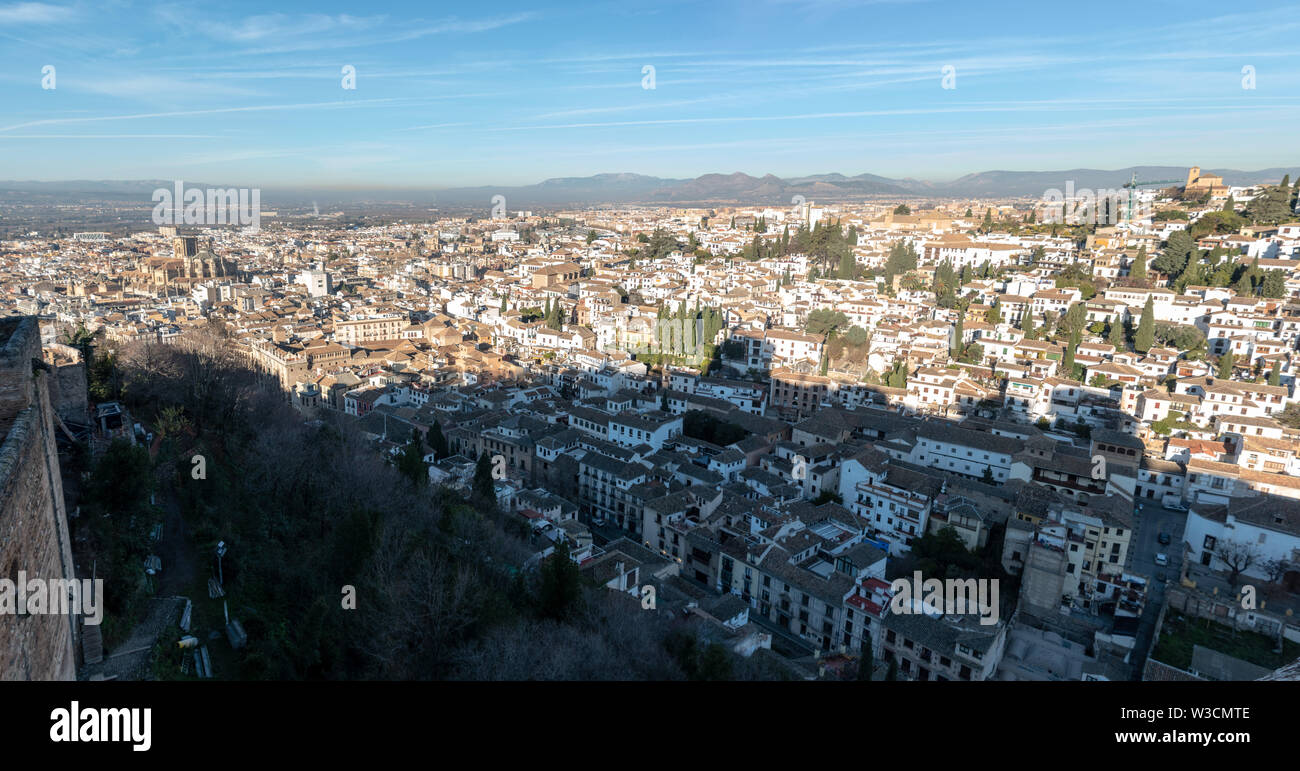 Mit Blick auf die Stadt Granada, Spanien die Alhambra Stockfoto