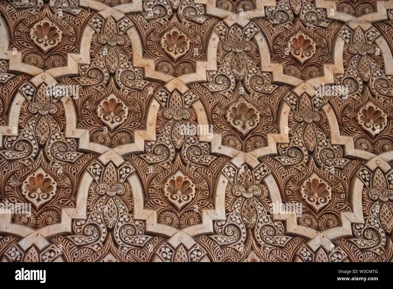 Hand geschnitzten detaillierte Muster von der Alhambra in Granada, Spanien Stockfoto