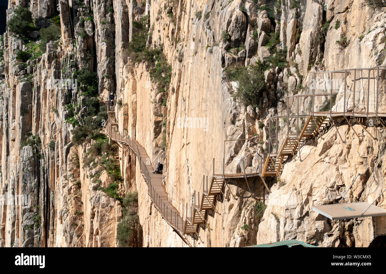 Der abschließende Teil des Weges von El Caminito del Rey in Malaga, Spanien Stockfoto