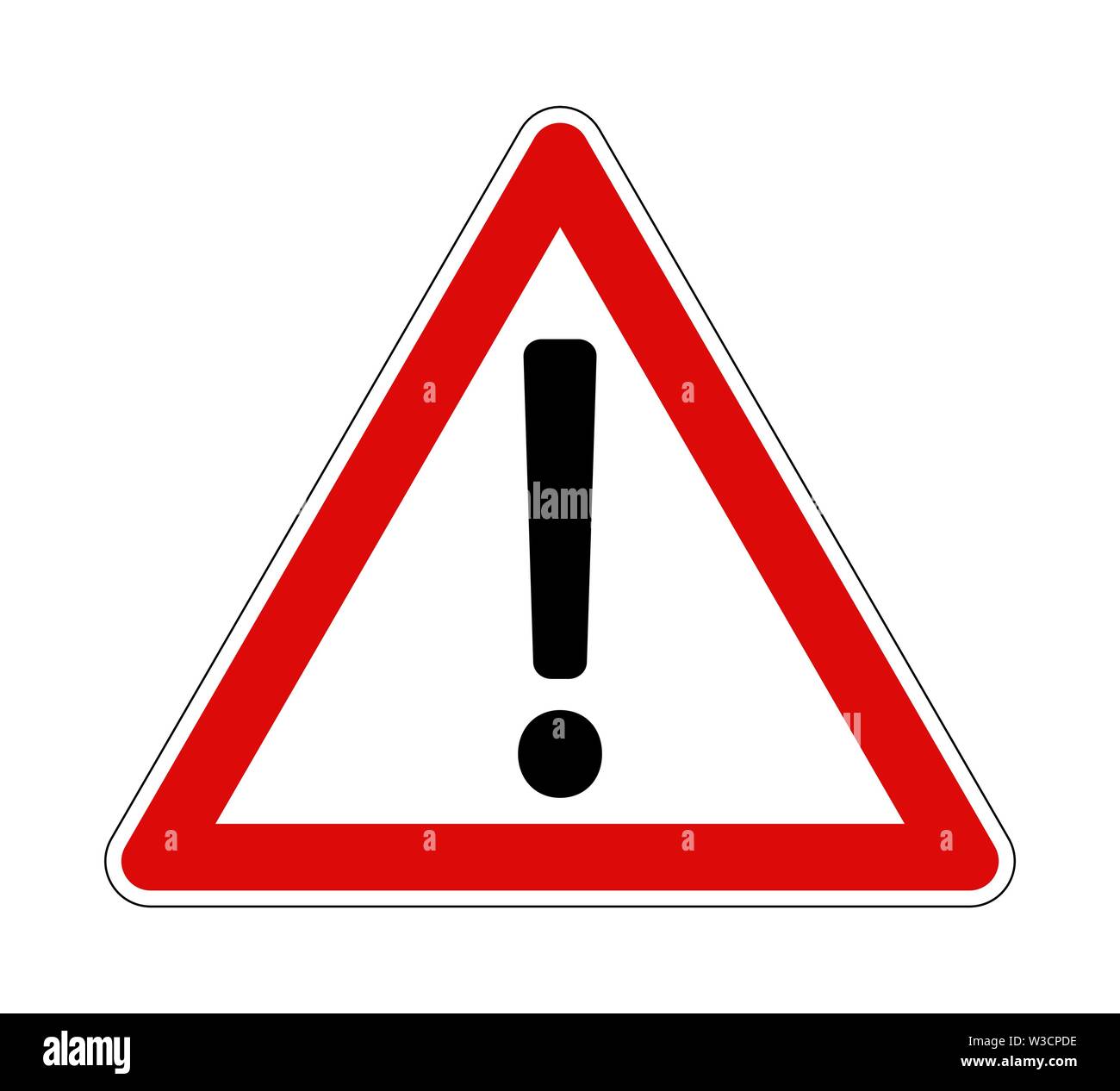 Warnschild mit schwarzem Ausrufezeichen mit rotem Rahmen mit vektorgrafik Stock Vektor