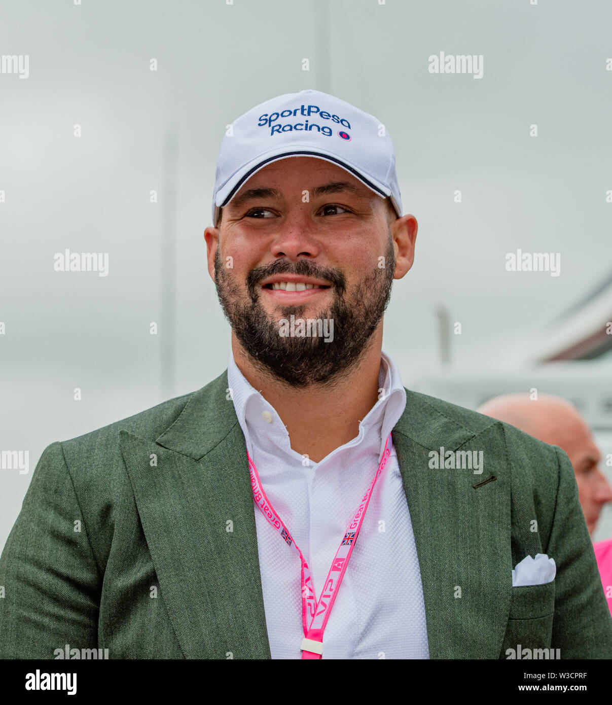 Towcester, Vereinigtes Königreich. 14. Juli, 2019. Tony Bellew - ehemaligen Boxer und Kommentator besucht das heutige Rennen Tag während der Formel 1 Rolex Grand Prix von Großbritannien 2019 in Silverstone am Sonntag, Juli 14, 2019 in Towcester, ENGLAND. Credit: Taka G Wu/Alamy leben Nachrichten Stockfoto