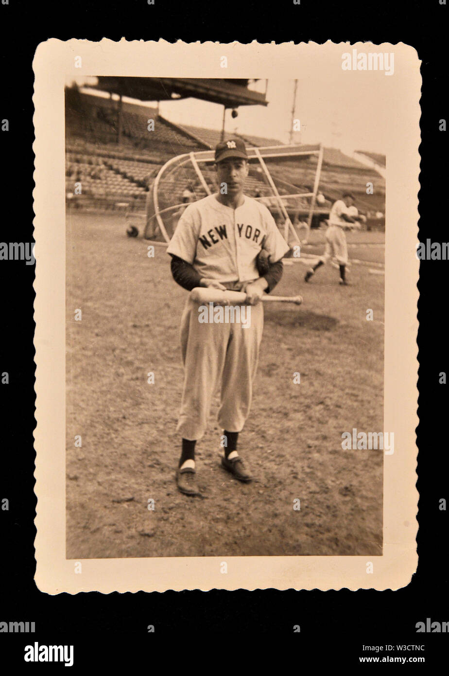 Vintage Snapshot von Joe DiMaggio am Frühling Training für die New York Yankees, ca. 1930er Jahre Stockfoto