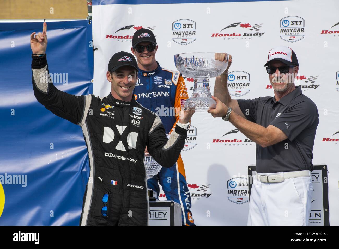 Toronto, Ontario, Kanada. 14. Juli, 2019. SIMON PAGENAUD (22), feiert seinen ersten Platz in der Verizon Indycar Series Honda Indy Toronto Rennen in Toronto, Kanada Kredit statt: Engel Marchini/ZUMA Draht/Alamy leben Nachrichten Stockfoto