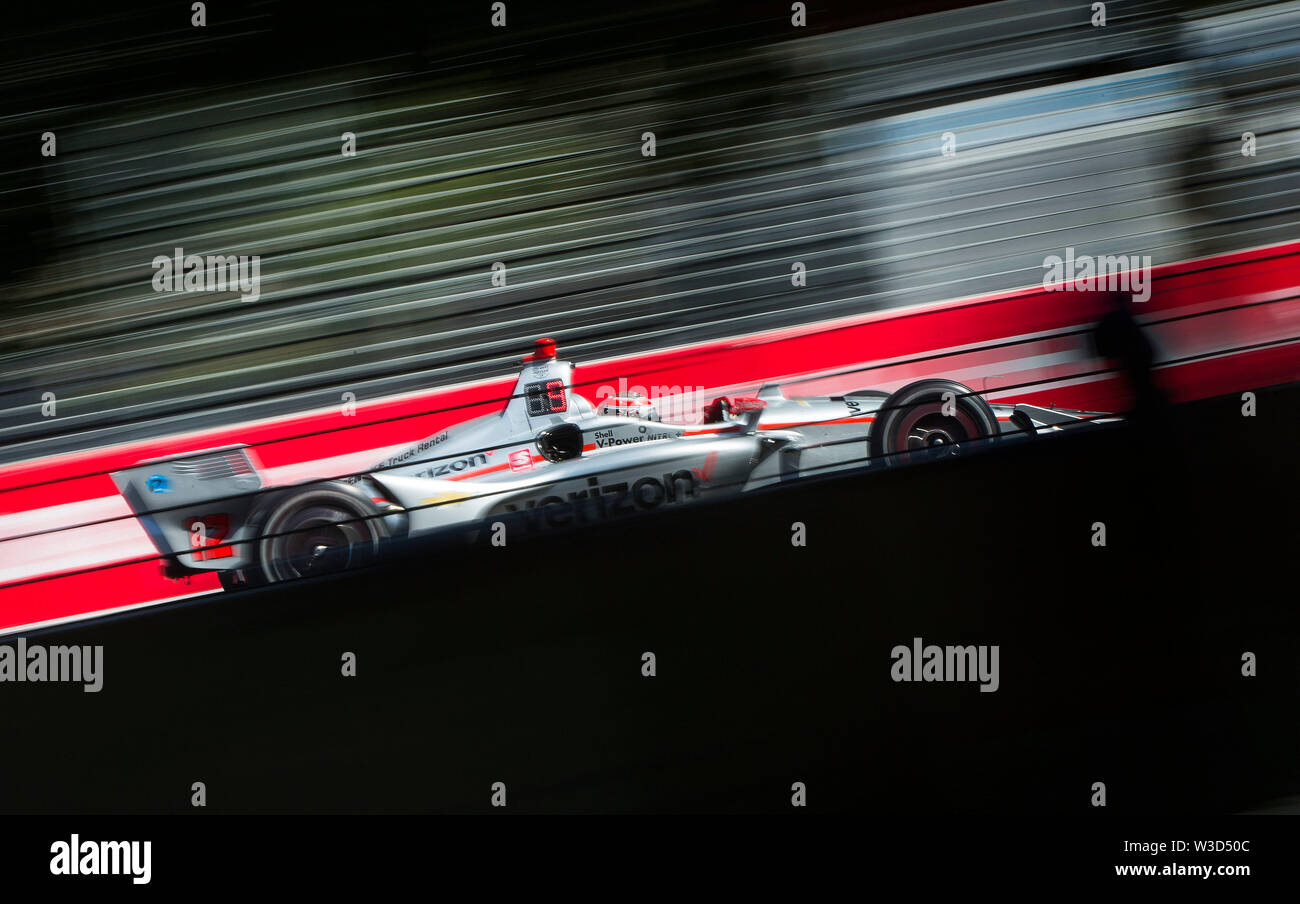 Peking, Kanada. 13. Juli, 2019. Das Team Penske Fahrer macht der Australien rennen während des Qualifying des 2019 Honda Indy Toronto der NTT IndyCar Series auf Ausstellung in Toronto, Kanada, 13. Juli 2019. Credit: Zou Zheng/Xinhua/Alamy leben Nachrichten Stockfoto