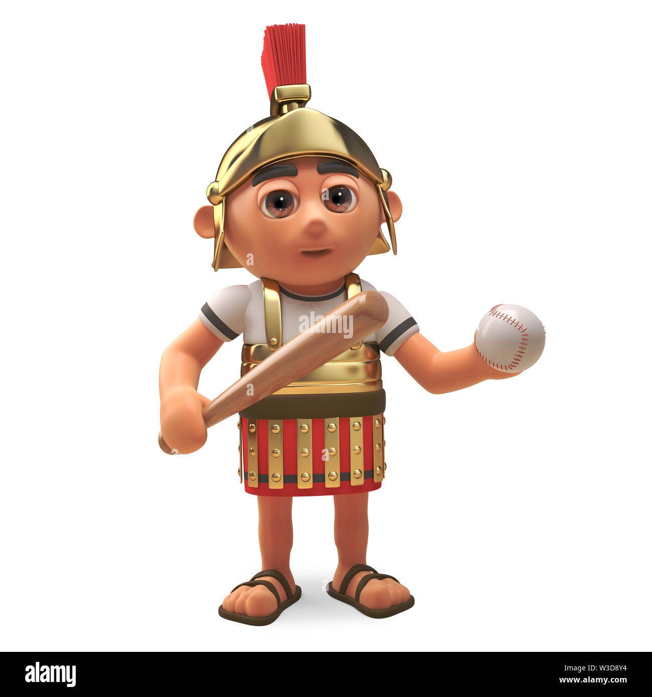 Wenn sie nicht marschieren, römische Hauptmann Soldat gerne ein Spiel der Baseball mit seinen Freunden, 3d-Grafik rendern Stockfoto