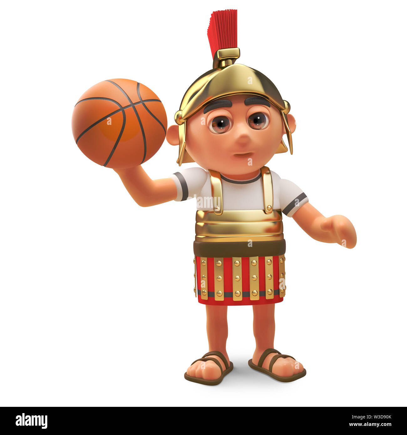 3d Cartoon römische Hauptmann Soldat spielen mit einem Basketball, 3d-Grafik rendern Stockfoto