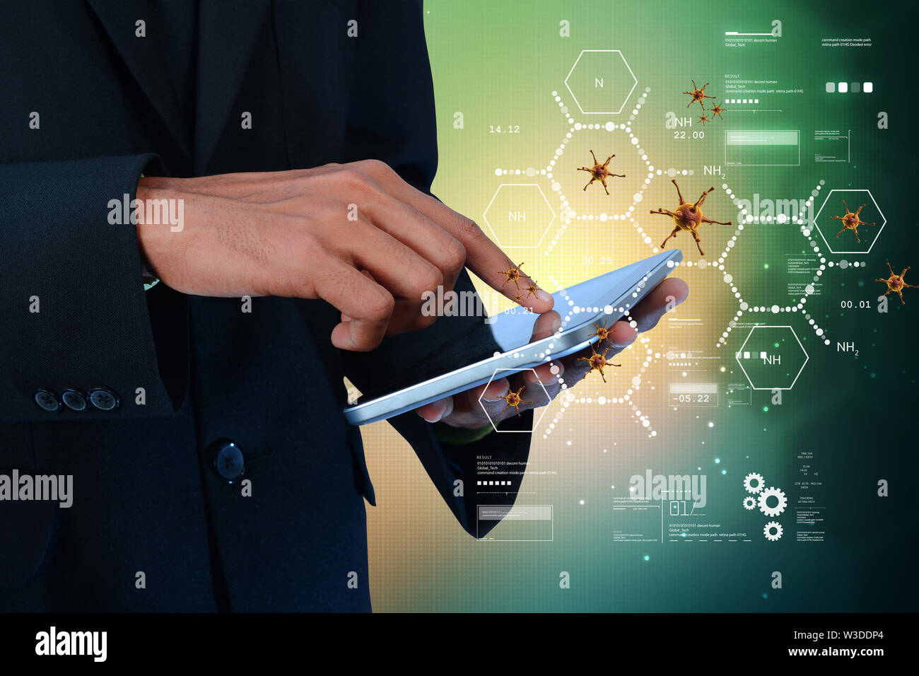 Mann präsentiert Tablet mit medizinischen Konzept Stockfoto