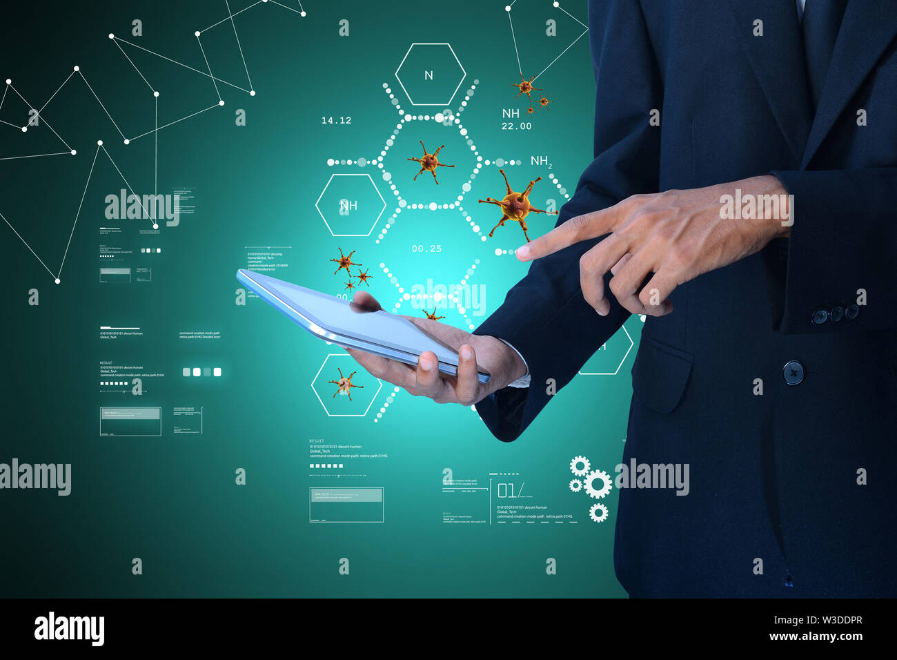 Mann präsentiert Tablet mit medizinischen Konzept Stockfoto