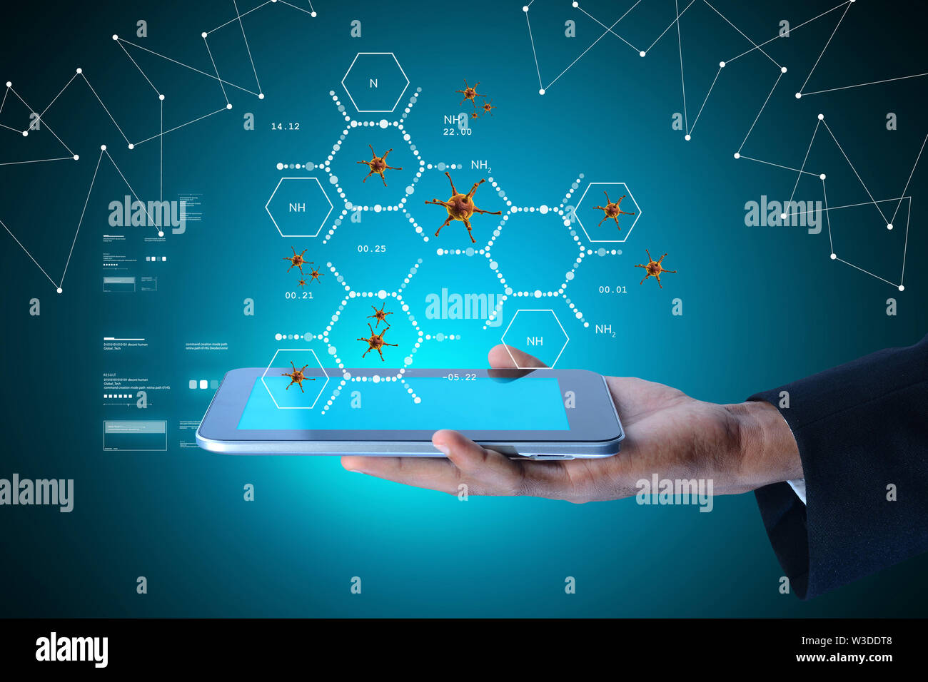 Mann präsentiert Tablet mit medizinischen Konzept Stockfoto