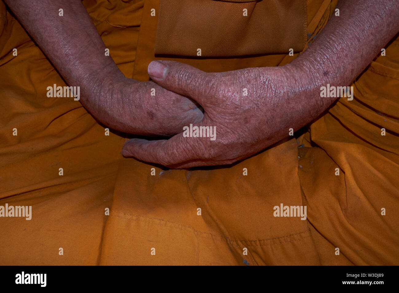 Eine Nahaufnahme von Wachs Mönch im Wat Phra Sing in Chiang Mai, Thailand. Stockfoto