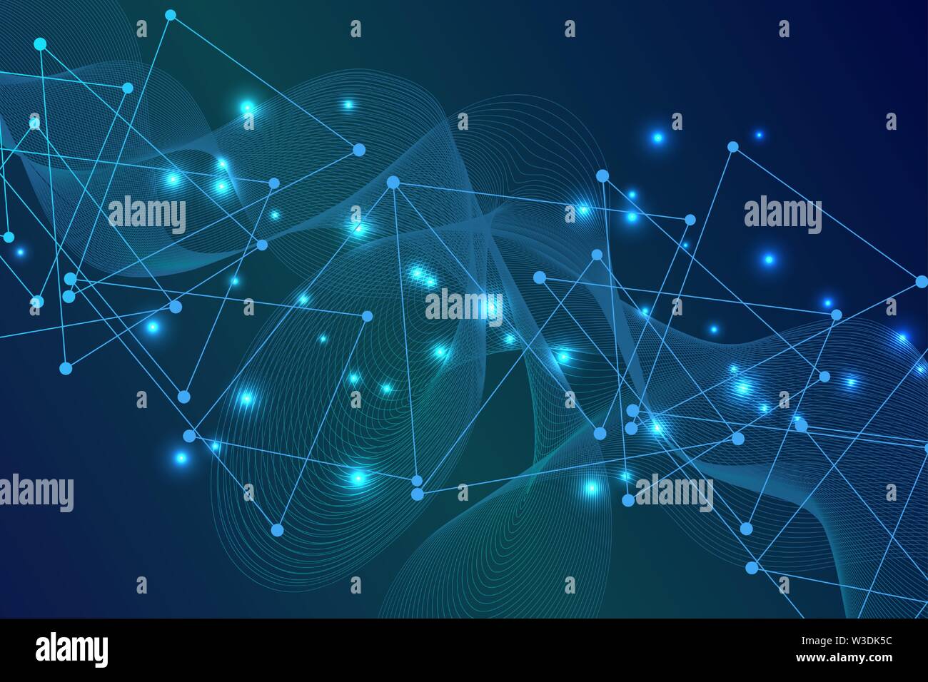 Geometrische abstrakte Hintergrund mit angeschlossenen Leitung und Punkten. Struktur Molekül und Kommunikation. Grosse Daten Visualisierung. Medizin, Technik, Wissenschaft Stock Vektor