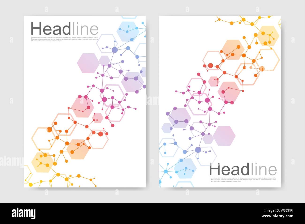 Vektor Vorlagen Fur Broschure Magazin Prospekt Flyer Cover Booklet Jahresbericht Moderne Futuristischen Hexagonalen Muster Mit Partikelfilter Molekul Stock Vektorgrafik Alamy