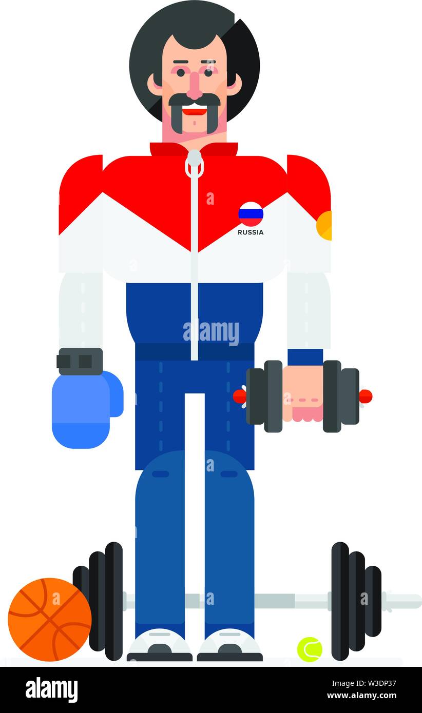 Athleten in einem Cartoon Flat Style. Abbildung des Zeichens Sportler. Das Bild ist auf weißem Hintergrund. Character Design. Unternehmen Charakter. Stock Vektor