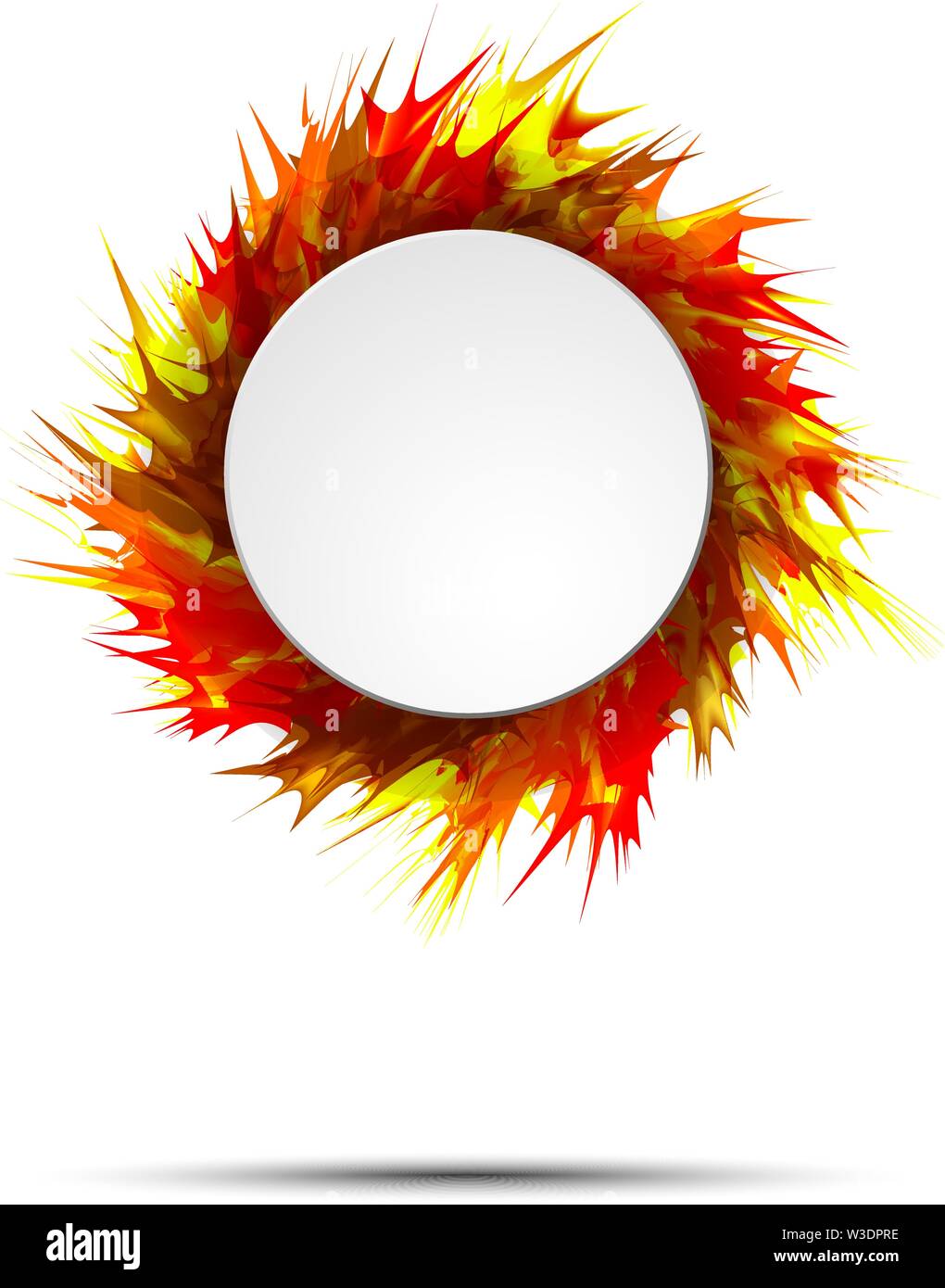 Die hellen und farbenfrohen Herbst Banner mit runden Rahmen auf lebendige Farbe spritzt. Vector Illustration. Stock Vektor