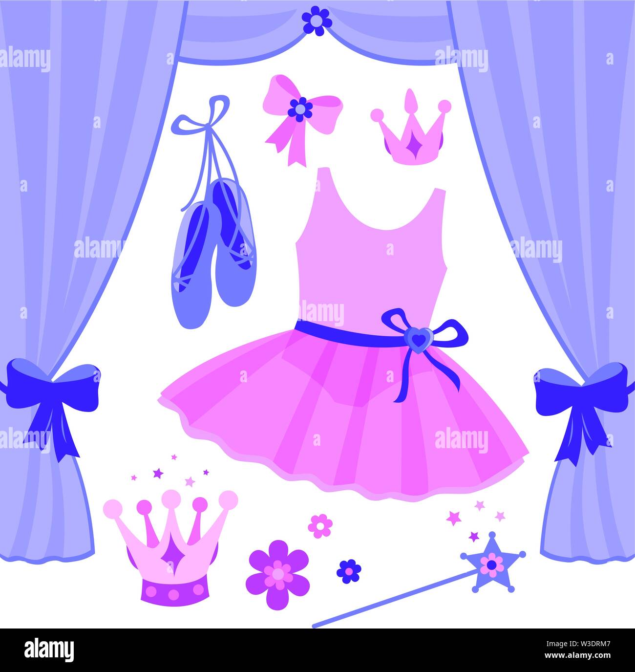 Ballettbühne. Balletttanz klassische Ballerina Theaterbühne. Vektorillustrationssatz Stock Vektor