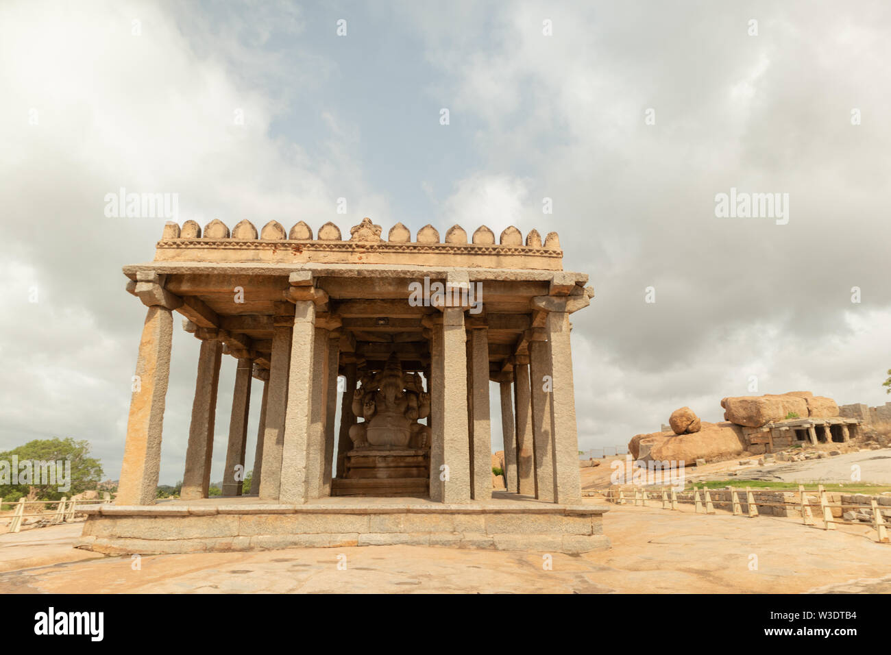 Sasivekalu Ganesha Tempel Denkmal an Hampi, Karnataka, Indien Stockfoto
