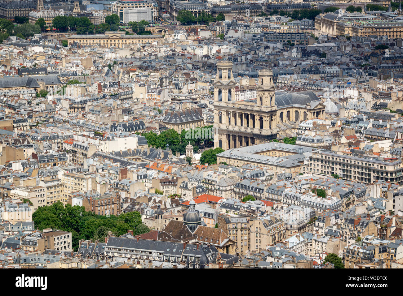 Luftaufnahme von Saint Sulpice Kirche in Paris Frankreich Stockfoto