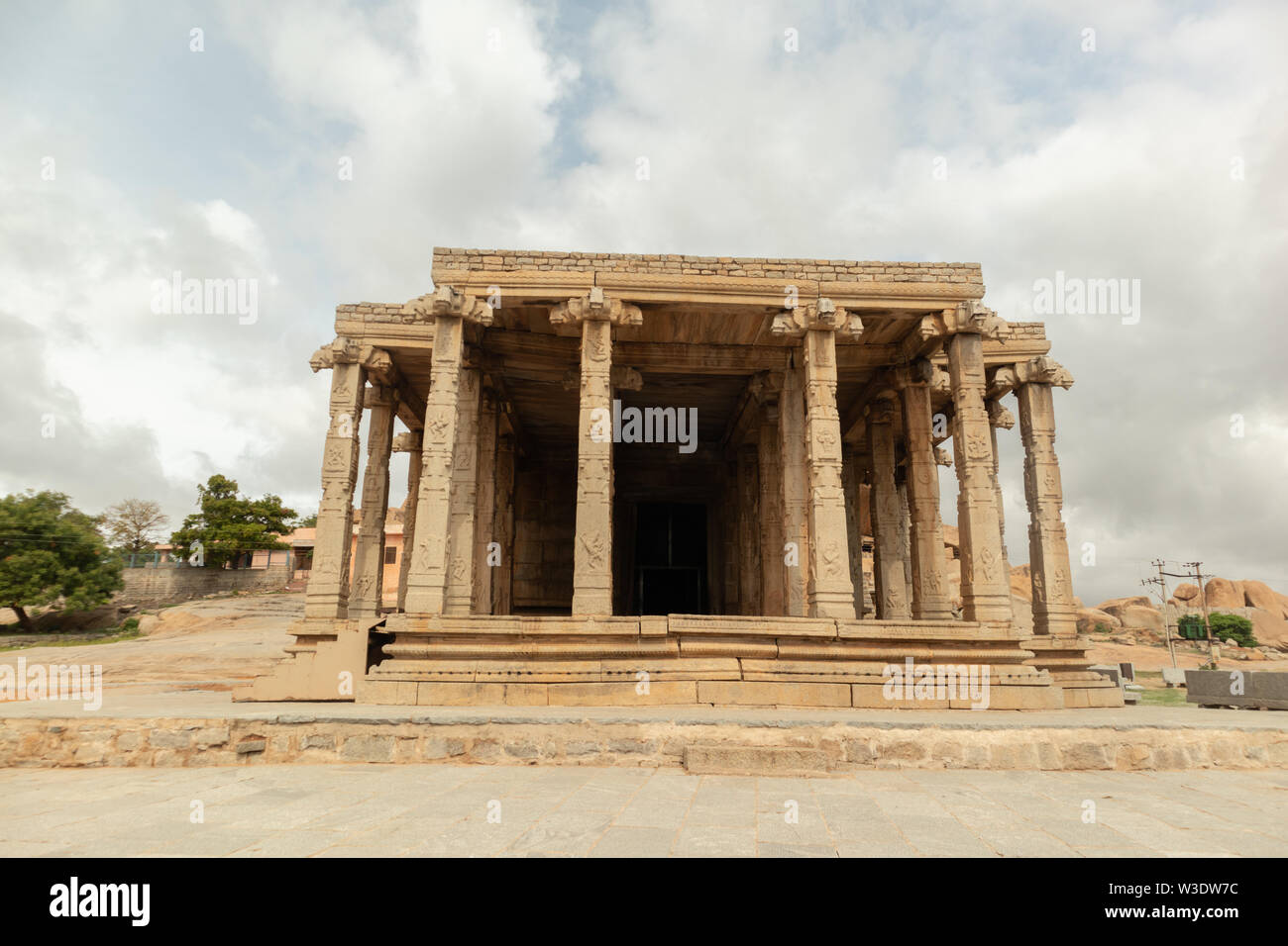 Heiligen Kadale Kalu ganesha Tempel in Hampi, Karnataka, Indien Stockfoto