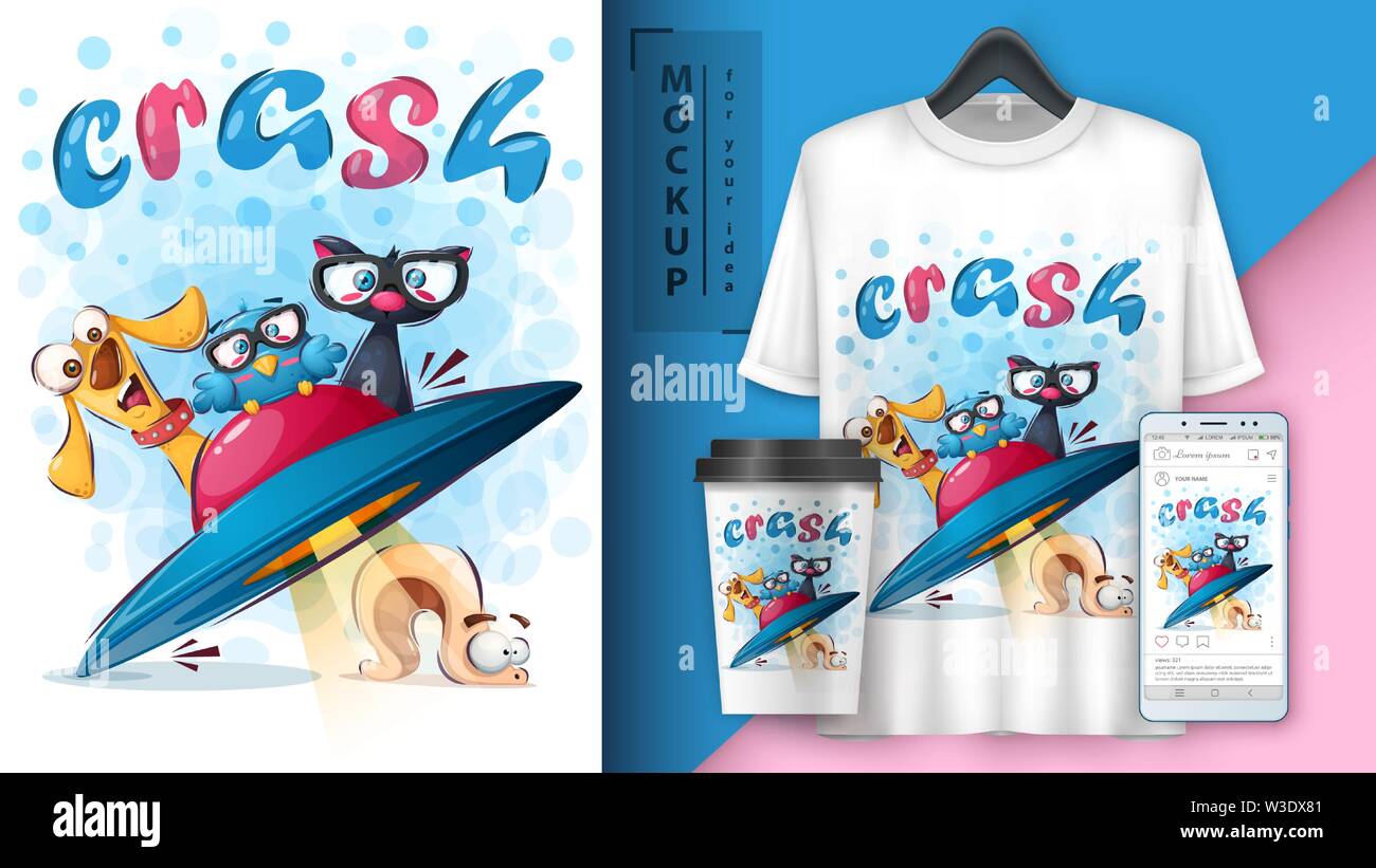 Cute reisen Tiere Poster und Merchandising Stock Vektor