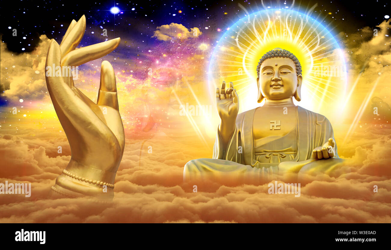Lord Buddha Wallpaper Fur Buro Haus Verwenden Stockfotografie Alamy
