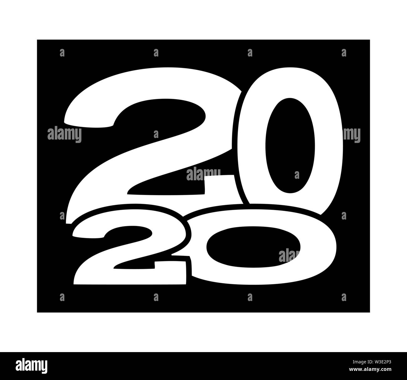 Schwarz Weiß 2020 Neujahr verschiedene Höhe Zeichen Stock Vektor