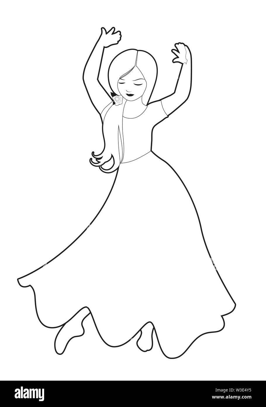 Little gypsy Mädchen mit Blume im Haar tanzen Flamenco, auf weißem  Hintergrund Stock-Vektorgrafik - Alamy