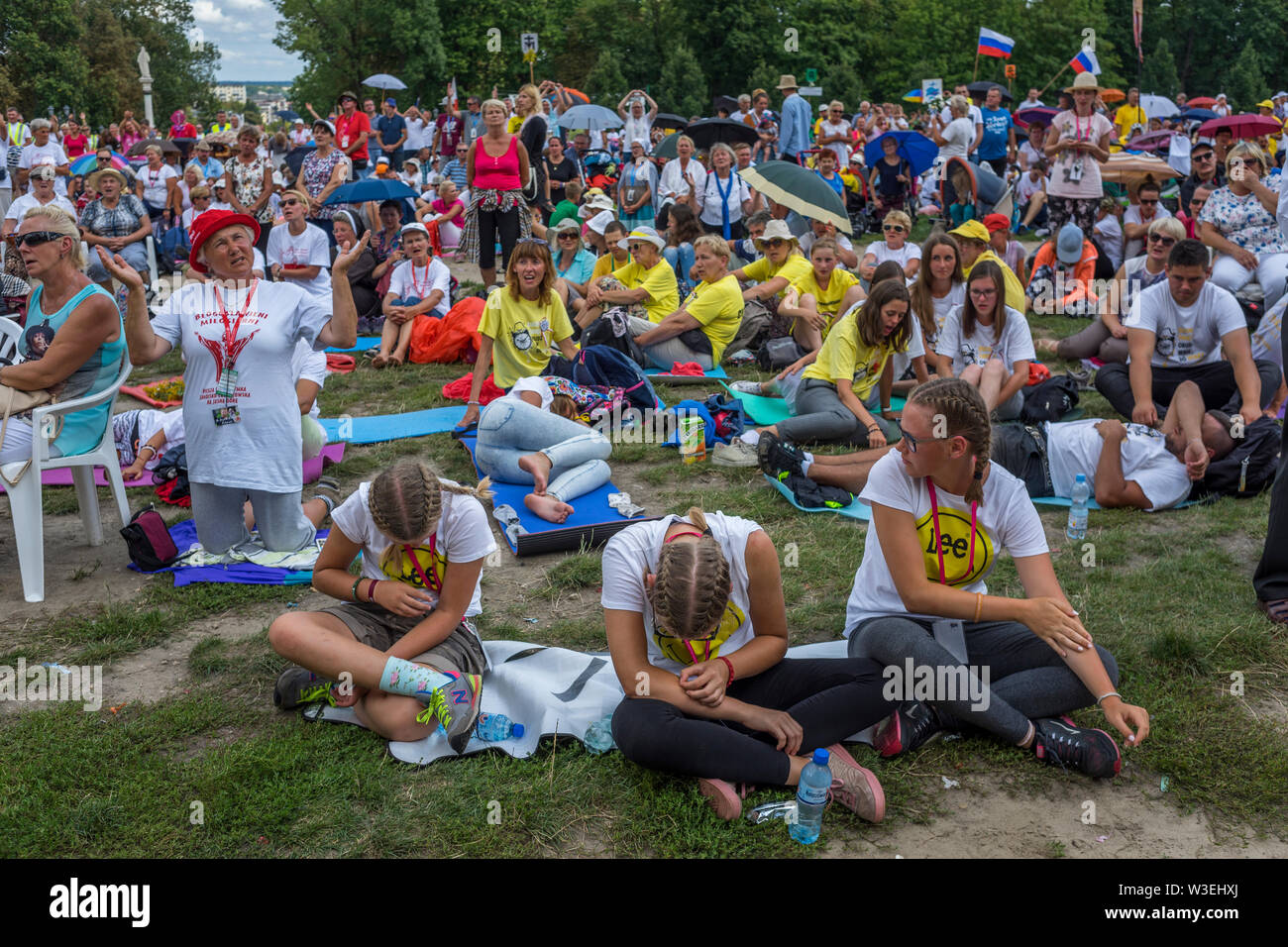 Gottesdienst auf dem Platz vor dem Heiligtum Jasna Góra in Tschenstochau, Polen 2018. Stockfoto