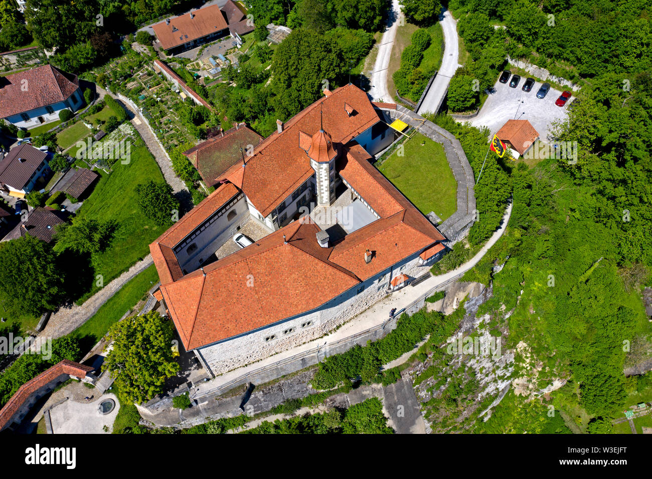 Grundriss, Laupen Schloss Laupen, Kanton Bern, Schweiz, Stockfoto