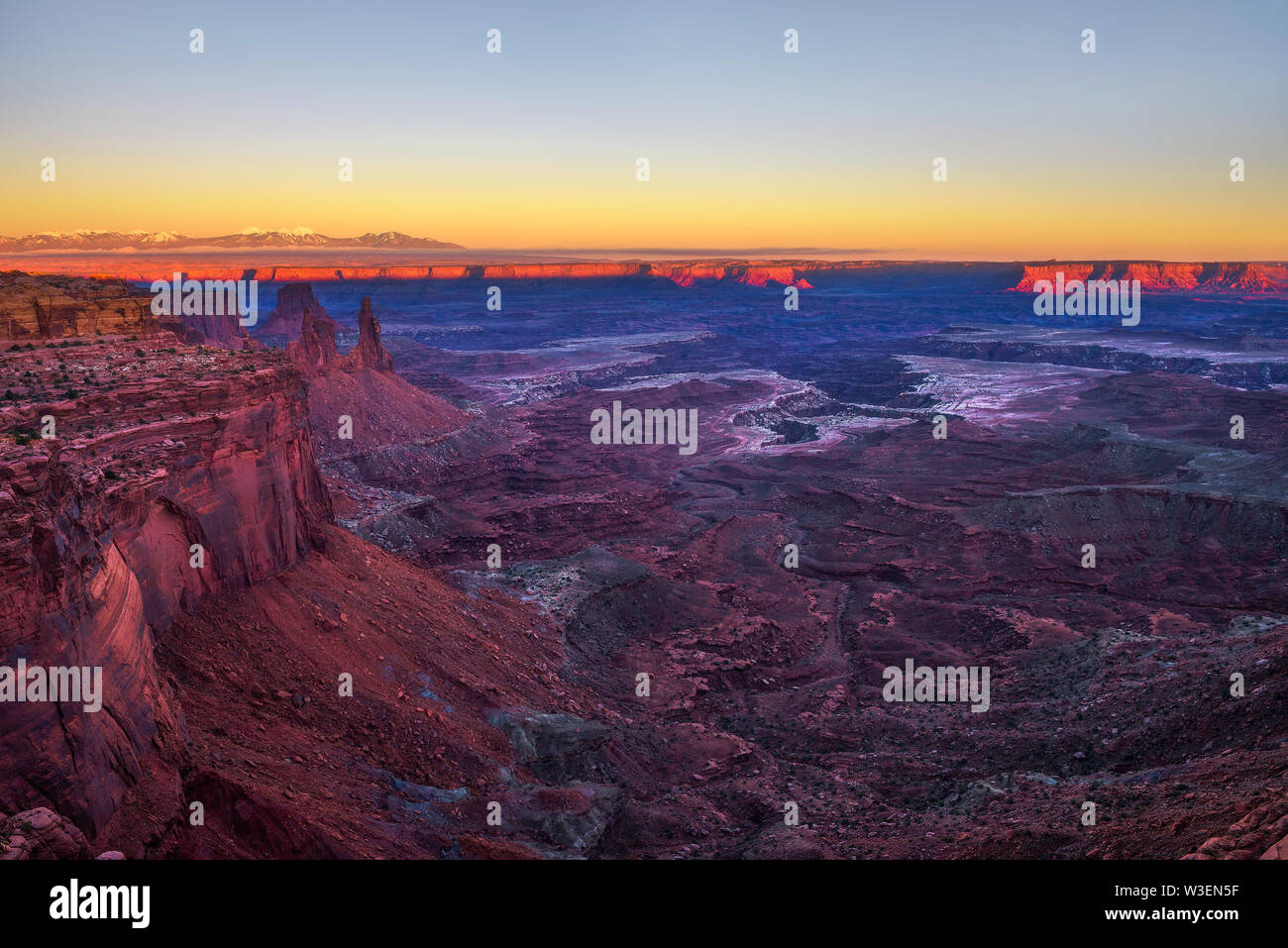 Sonnenuntergang über Canyonlands National Park, Utah Stockfoto