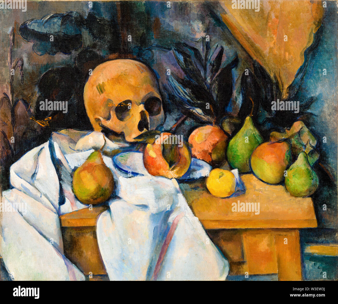 Paul Cézanne, Stilleben mit Schädel, still life Malerei, 1895-1900 Stockfoto