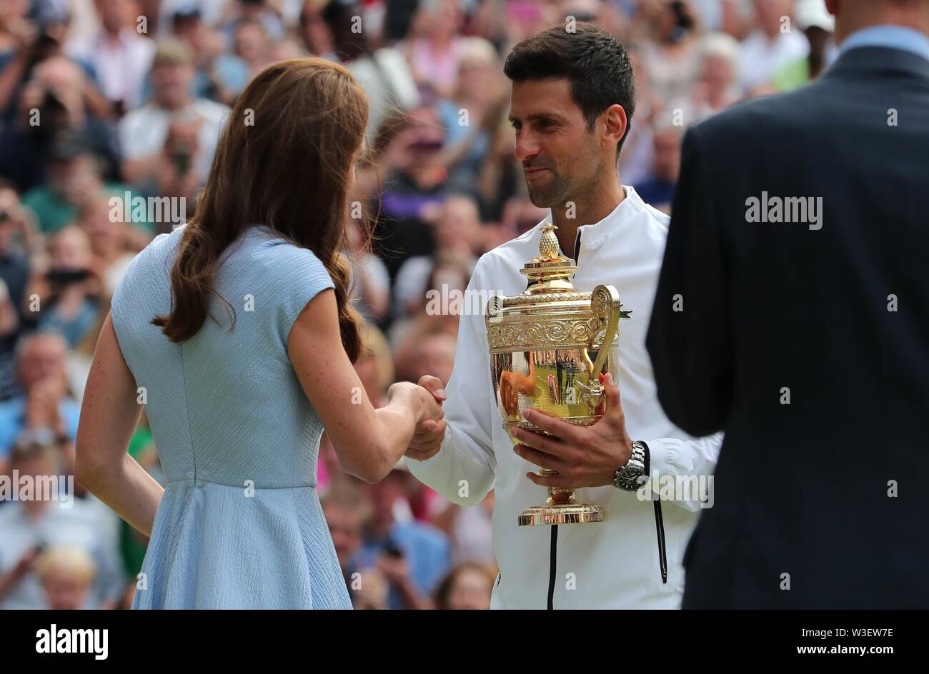 Herzogin von Cambridge, Novak Djokovic, der Wimbledon Championships 2019, 2019 Stockfoto