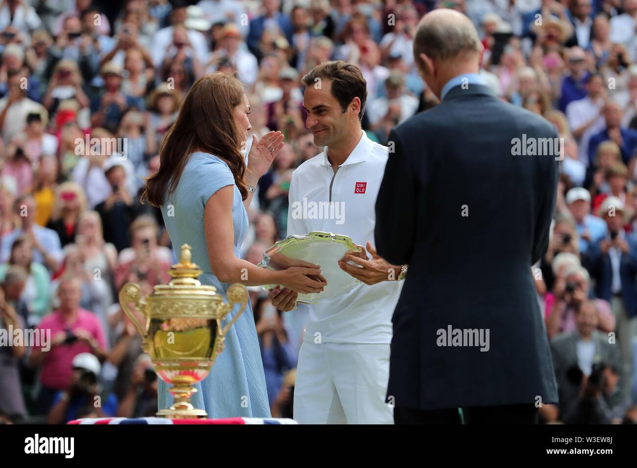 Herzogin von Cambridge, Novak Djokovic, der Wimbledon Championships 2019, 2019 Stockfoto