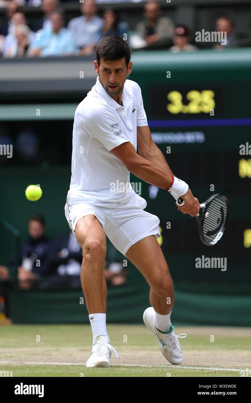 NOVAK DJOKOVIC, der Endrunde DER HERREN SINGLES, 2019 Stockfoto