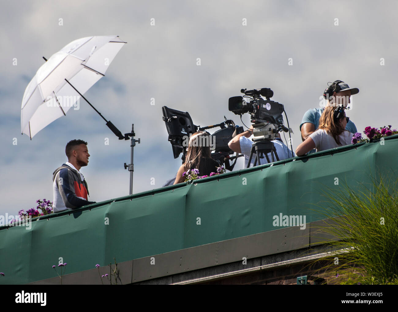 Media Bereich auf dem Dach in Wimbledon Lawn Tennis Club Stockfoto