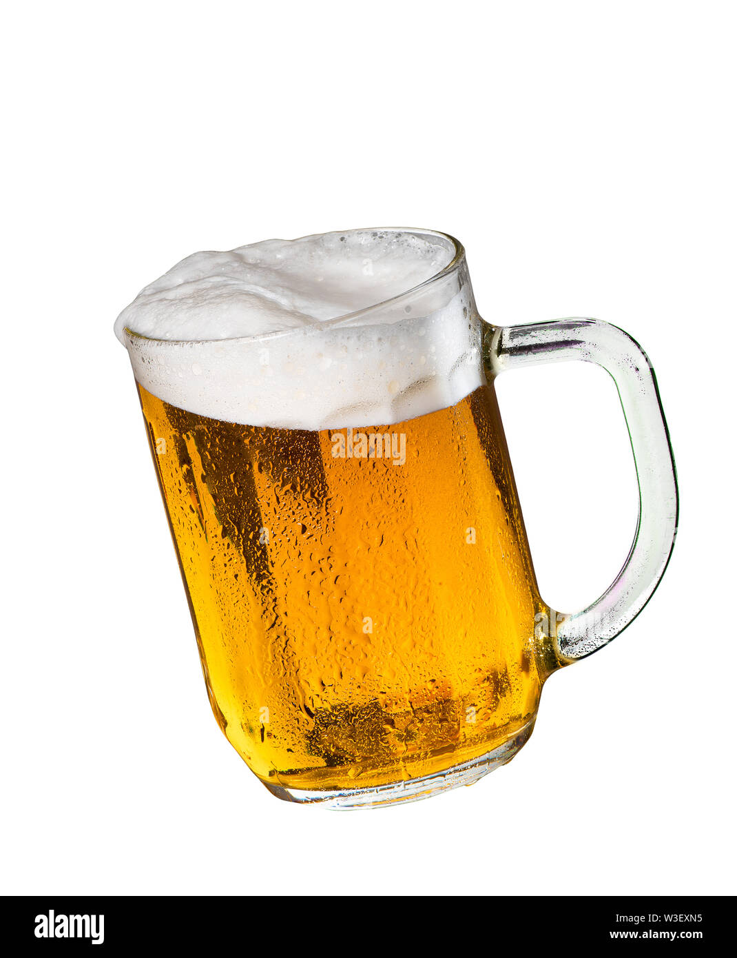 Glas Bier auf weißem Hintergrund Stockfoto