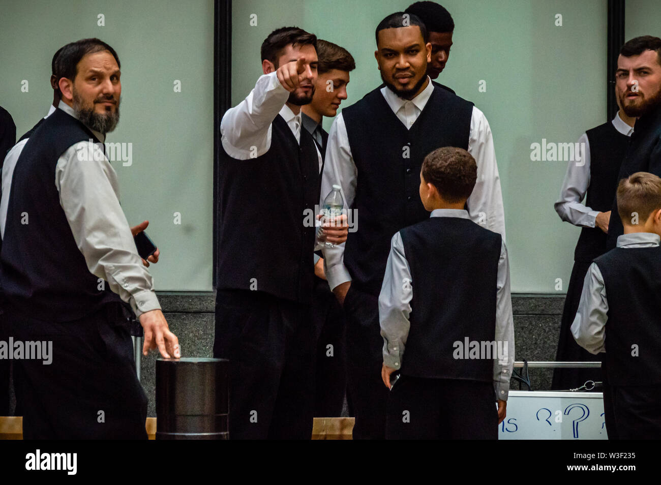 Downtown, Chicago-July 13, 2019: Protest gegen Einwanderung und Grenzschutz. Kirche Gottes Gemeindemitglieder. Stockfoto