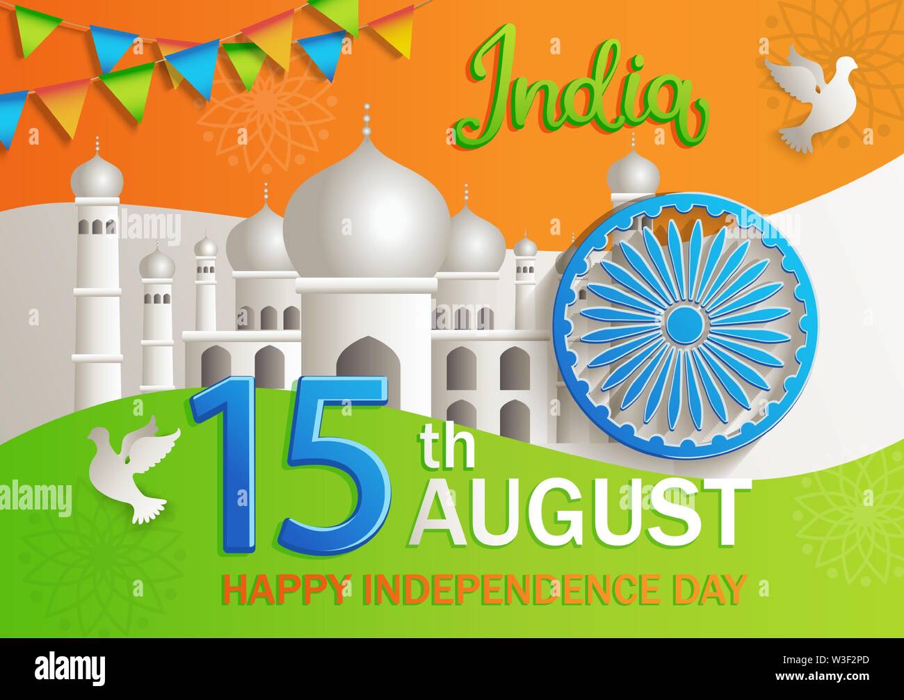 Banner zum Tag der Unabhängigkeit von Indien feiern. Stock Vektor