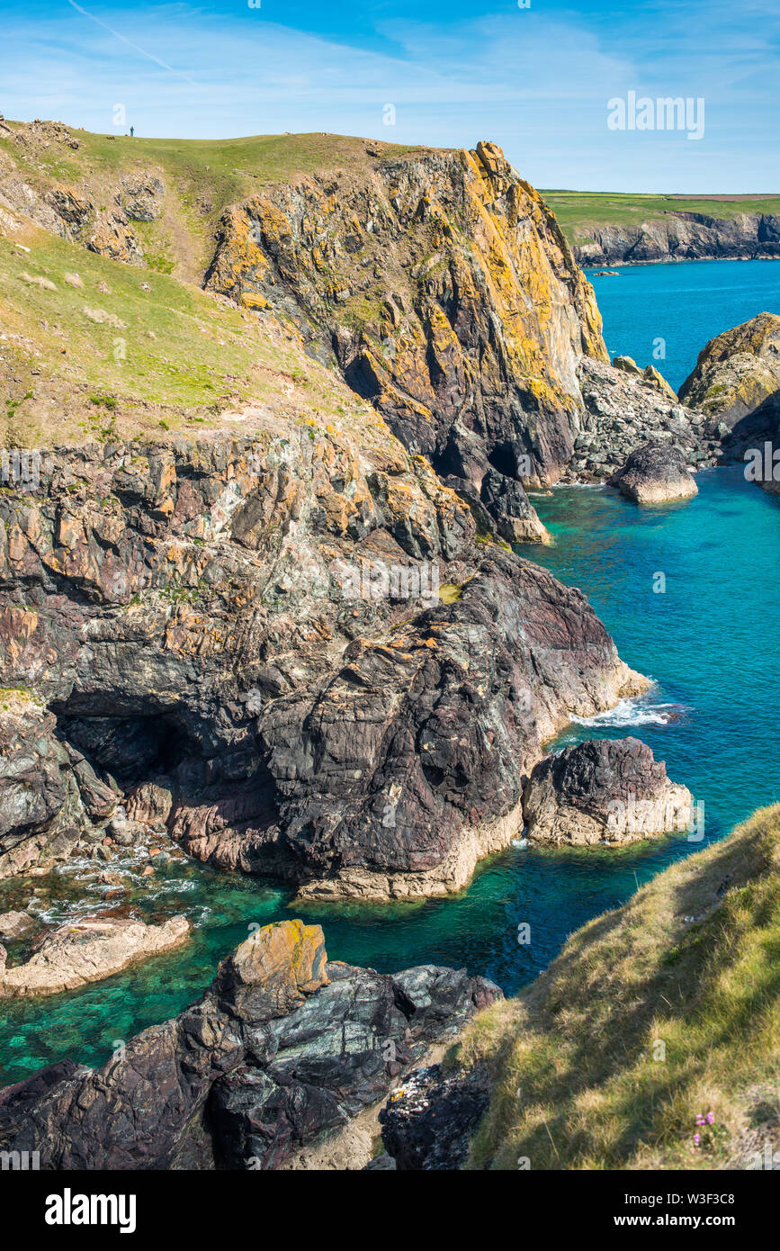 Dramatische Landschaft bei Kynance Cove auf der Lizard Halbinsel, Cornwall, England, Vereinigtes Königreich, Europa Stockfoto