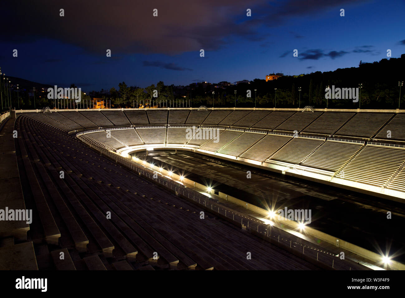 Panathenaic Stadion in Athen in der Dämmerung Stockfoto