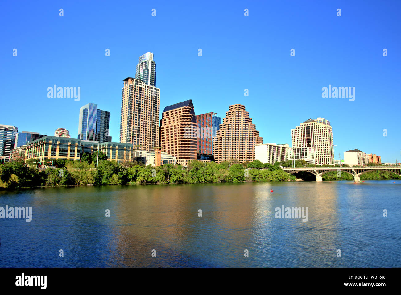 Austin Downtown Skyline an einem sonnigen Tag, United States Stockfoto