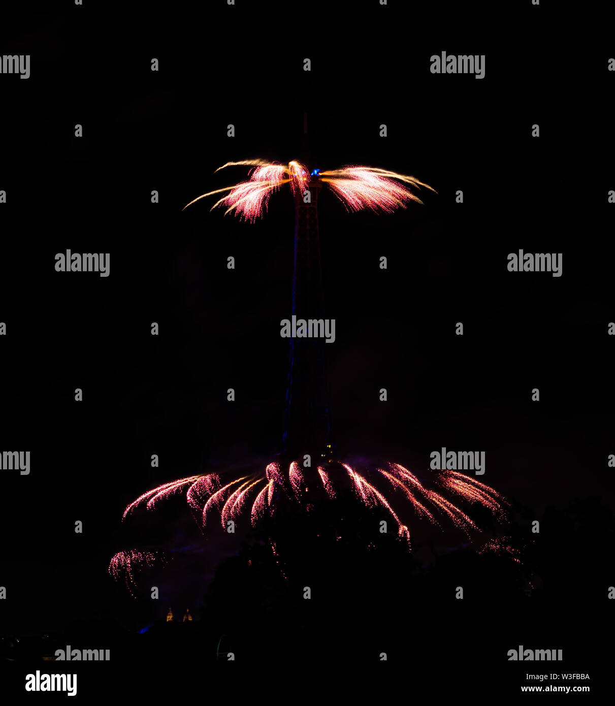 2019 Bastille Day Feuerwerk in Paris Stockfoto