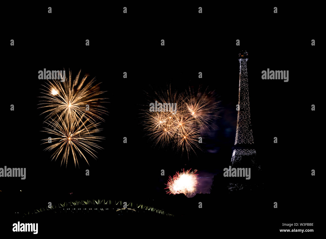 2019 Bastille Day Feuerwerk in Paris Stockfoto